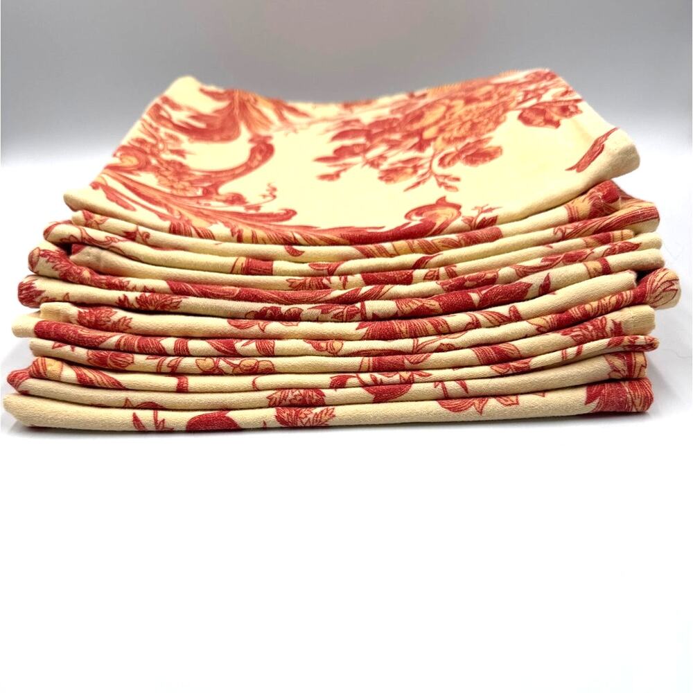 Bodrum Linens Red Toile de Jouy Turkish Cotton Dinner Napkins Set of 10 20x20